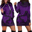 RugbyLife Clothing - Polynesian Tattoo Style Butterfly - Purple Version Hoodie Dress A7 | RugbyLife