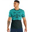 RugbyLife Clothing - Polynesian Tattoo Style Maori Traditional Mask - Cyan Version T-Shirt A7