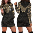 RugbyLife Clothing - Polynesian Tattoo Style Tattoo - Gold Version Hoodie Dress A7 | RugbyLife