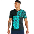RugbyLife Clothing - Polynesian Tattoo Style Tiki - Cyan Version T-Shirt A7
