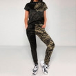 RugbyLife Clothing - Polynesian Tattoo Style Tribal Lion - Gold Version T-Shirt and Jogger Pants A7