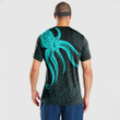 RugbyLife Clothing - Polynesian Tattoo Style Octopus Tattoo - Cyan Version T-Shirt A7