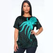 RugbyLife Clothing - Polynesian Tattoo Style Octopus Tattoo - Cyan Version T-Shirt A7