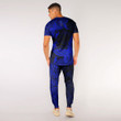RugbyLife Clothing - Polynesian Tattoo Style Butterfly Special Version - Blue Version T-Shirt and Jogger Pants A7