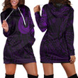 RugbyLife Clothing - Polynesian Tattoo Style Hook - Purple Version Hoodie Dress A7 | RugbyLife