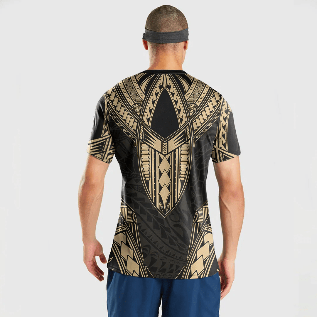 RugbyLife Clothing - Polynesian Tattoo Style - Gold Version T-Shirt A7