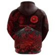 (Custom Personalised) Warriors Rugby Hoodie New Zealand Mount Taranaki With Poppy Flowers Anzac Vibes - Red, Custom Text And Number | Lovenewzealand.co
