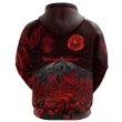 (Custom Personalised) Warriors Rugby Hoodie New Zealand Mount Taranaki With Poppy Flowers Anzac Vibes - Red | Lovenewzealand.co