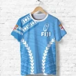 (Custom Personalised) Fiji Rugby T Shirt Fresh Version Blue - Custom Text and Number K13 | Lovenewzealand.co