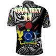 (Custom Personalised) Cook Islands Rugby Polo Shirt Unique Vibes Coat Of Arms - Black, Custom Text and Number K8 | Lovenewzealand.co