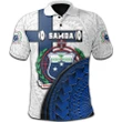 (Custom Personalised) American Samoa Rugby Polo Shirt Armor Style - White TH12 | Lovenewzealand.co