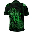 (Custom Personalised) Aotearoa Super Rugby Polo Shirt Maori Kiwi Green - Custom Text and Number K13 | Lovenewzealand.co