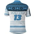 (Custom Personalised) Fiji Rugby Polo Shirt Impressive Version Blue - Custom Text and Number K13 | Lovenewzealand.co