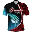 Aotearoa Rugby Black Maori Polo Shirt Kiwi and Silver Fern New Zealand K13 | Lovenewzealand.co