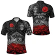(Custom Personalised) Warriors Rugby Polo Shirt New Zealand Mount Taranaki With Poppy Flowers Anzac Vibes - Black, Custom Text And Number K8 | Lovenewzealand.co