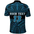 (Custom Personalised) Polynesian Rugby Polo Shirt Love Blue - Custom Text and Number K13 | Lovenewzealand.co