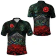 (Custom Personalised) Warriors Rugby Polo Shirt New Zealand Mount Taranaki With Poppy Flowers Anzac Vibes - Paua Shell K8 | Lovenewzealand.co