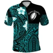 (Custom Personalised) Polynesian Rugby Polo Shirt Love Turquoise - Custom Text and Number K13 | Lovenewzealand.co