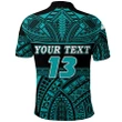 (Custom Personalised) Polynesian Rugby Polo Shirt Love Turquoise - Custom Text and Number K13 | Lovenewzealand.co