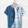 (Custom Personalised) Fiji Rugby T Shirt Impressive Version Blue - Custom Text and Number K13 | Lovenewzealand.co