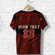 (Custom Personalised) Polynesian Rugby T Shirt Love Red - Custom Text and Number K13 | Lovenewzealand.co