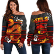 Naidoc Parramatta Eels Women's Off Shoulder Sweater Aboriginal Patterns Style Black TH4 | Lovenewzealand.co