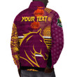 LoveNewZealand Clothing - (Custom) Brisbane Broncos Polynesian Tattoo Style Padded Jacket A7 | LoveNewZealand