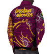LoveNewZealand Clothing - Brisbane Broncos Polynesian Tattoo Style Padded Jacket A7 | LoveNewZealand