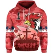 (Custom Personalised) Roosters Anzac Day Hoodie Military - Red | Lovenewzealand.co