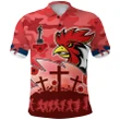 (Custom Personalised) Roosters Anzac Day Polo Shirt Military - Red K13 | Lovenewzealand.co