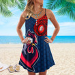 LoveNewZealand Clothing - (Custom) Sydney Roosters Polynesian Tattoo Style Strap Summer Dress A7 | LoveNewZealand