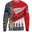 (Custom) Australia Indigenous & New Zealand Maori Anzac (Red).Sweatshirt
