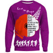 New Zealand Anzac Red Poopy Purple.Sweatshirt