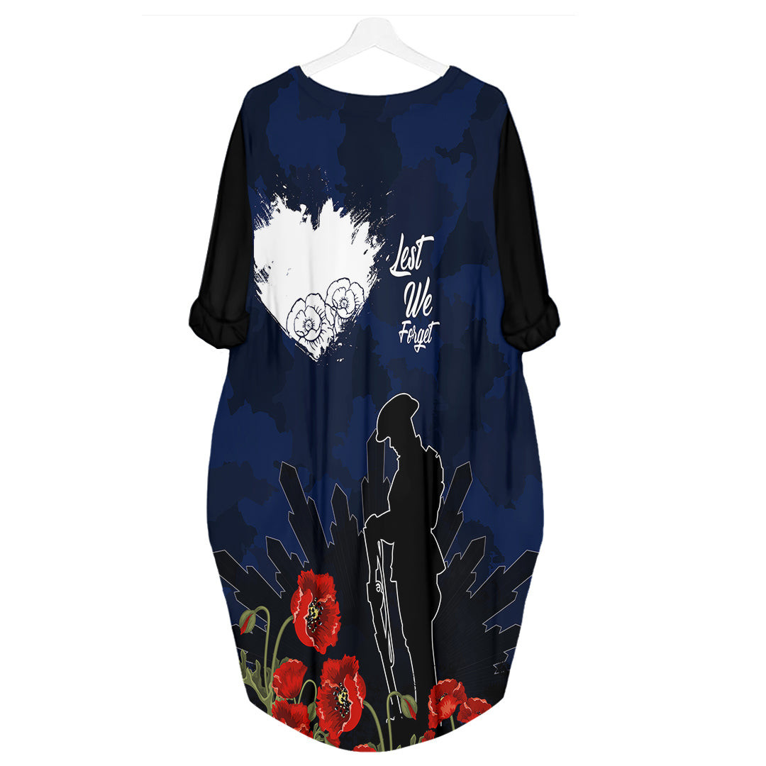 Anzac Day Camouflage Lest We Forget Batwing Pocket Dress A35