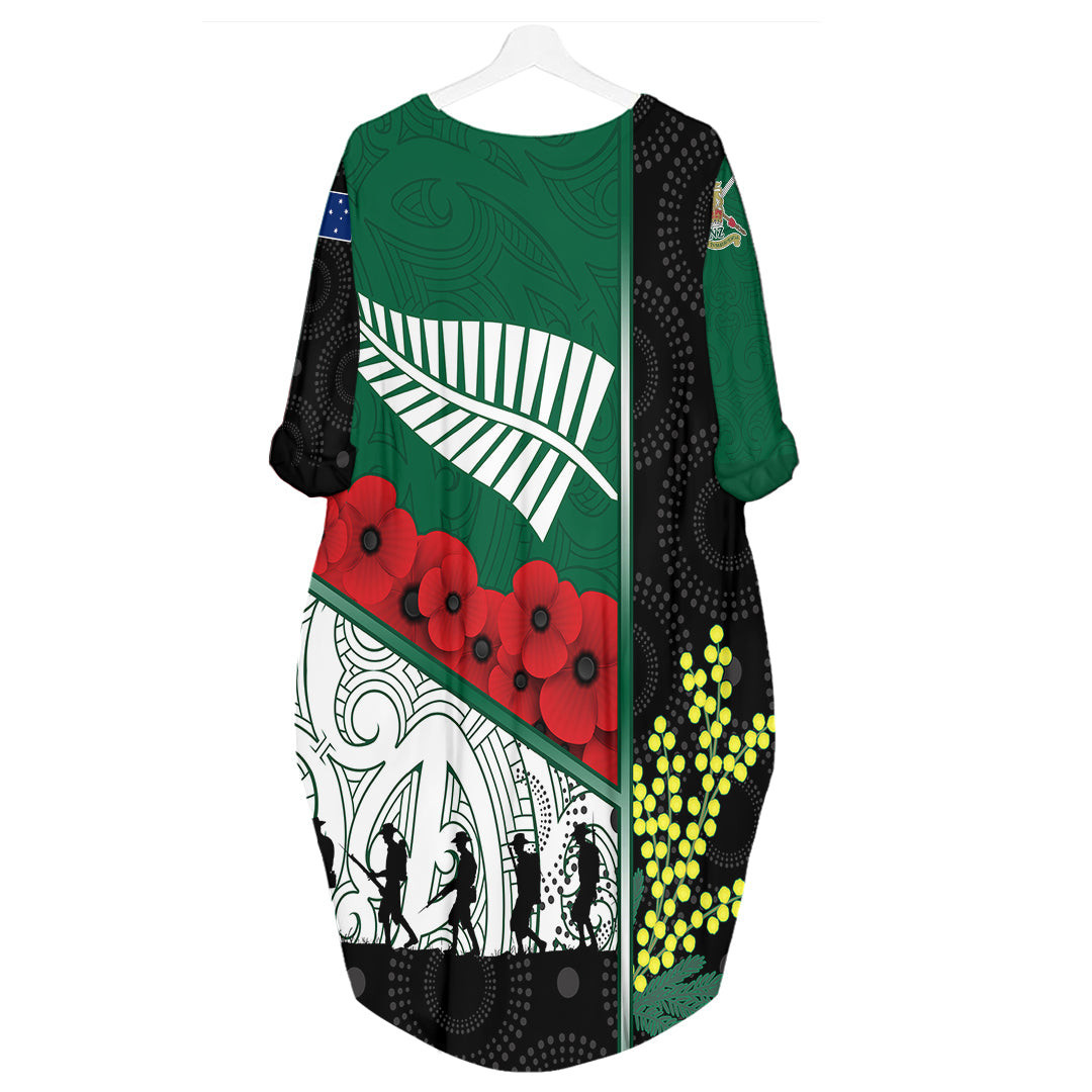 Australia Indigenous and New Zealand Maori Anzac Batwing Pocket Dress A35