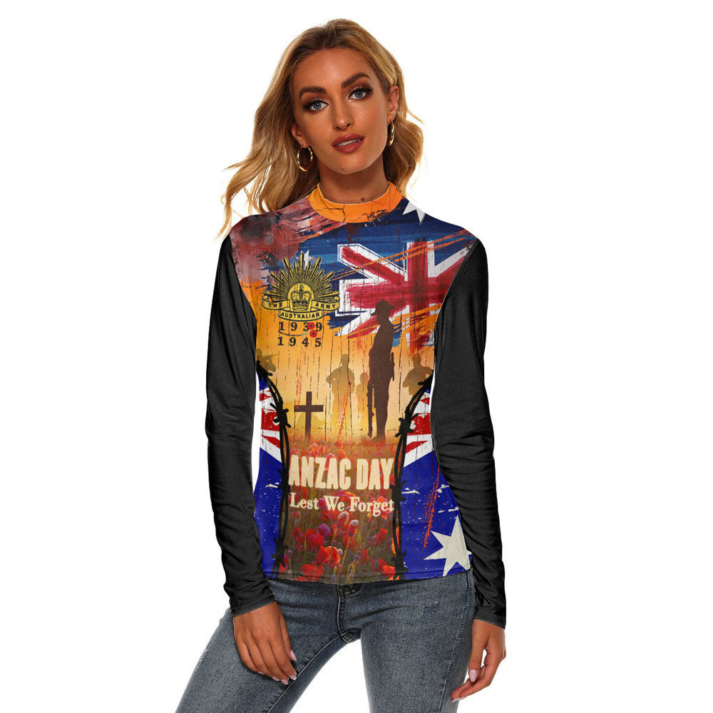 Anzac Day World War II Commemoration 39 - 45 Women's Stretchable Turtleneck Top A31