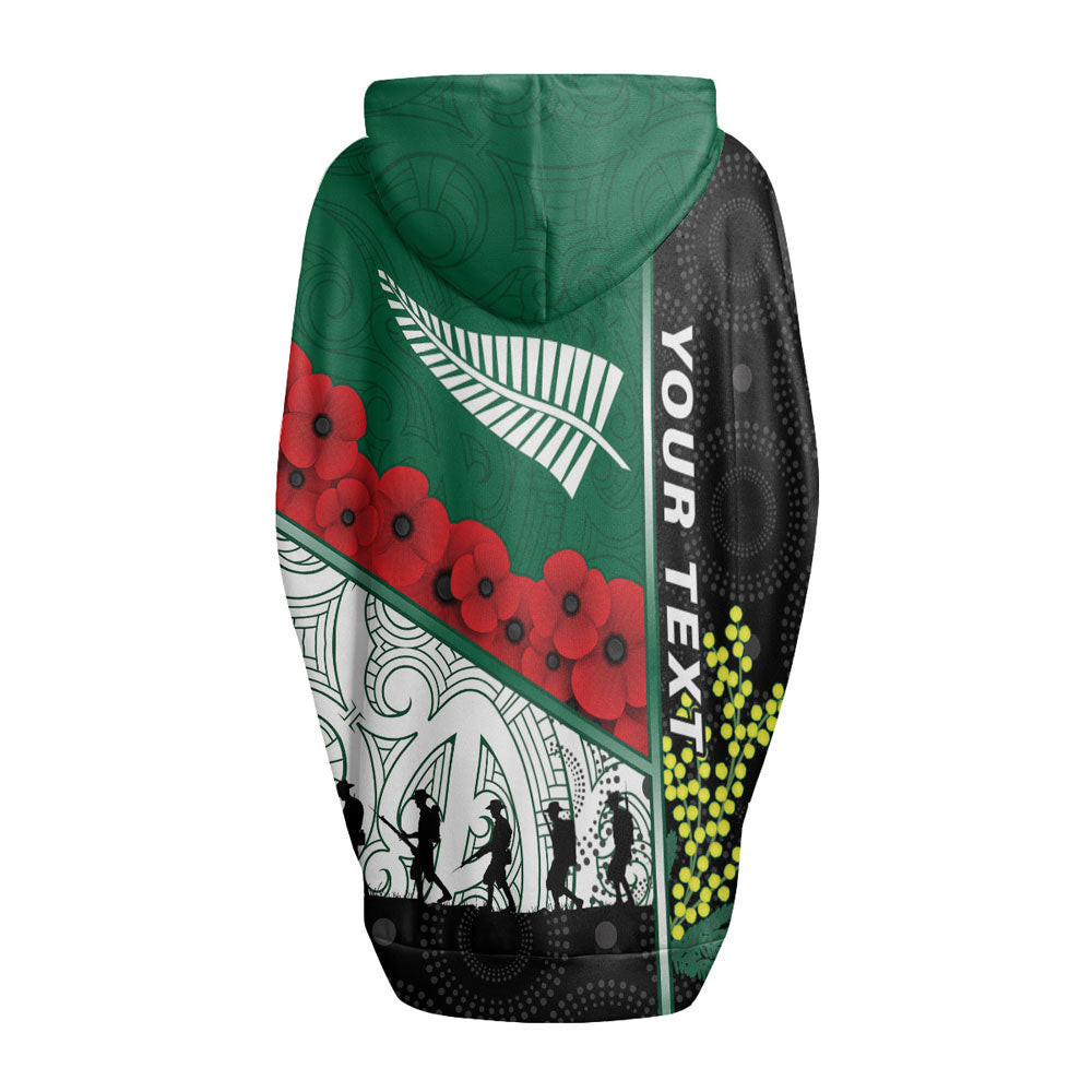 (Custom) Australia Indigenous & New Zealand Maori Anzac Women's Knitted Fleece Cloak With Kangaroo Pocket A31