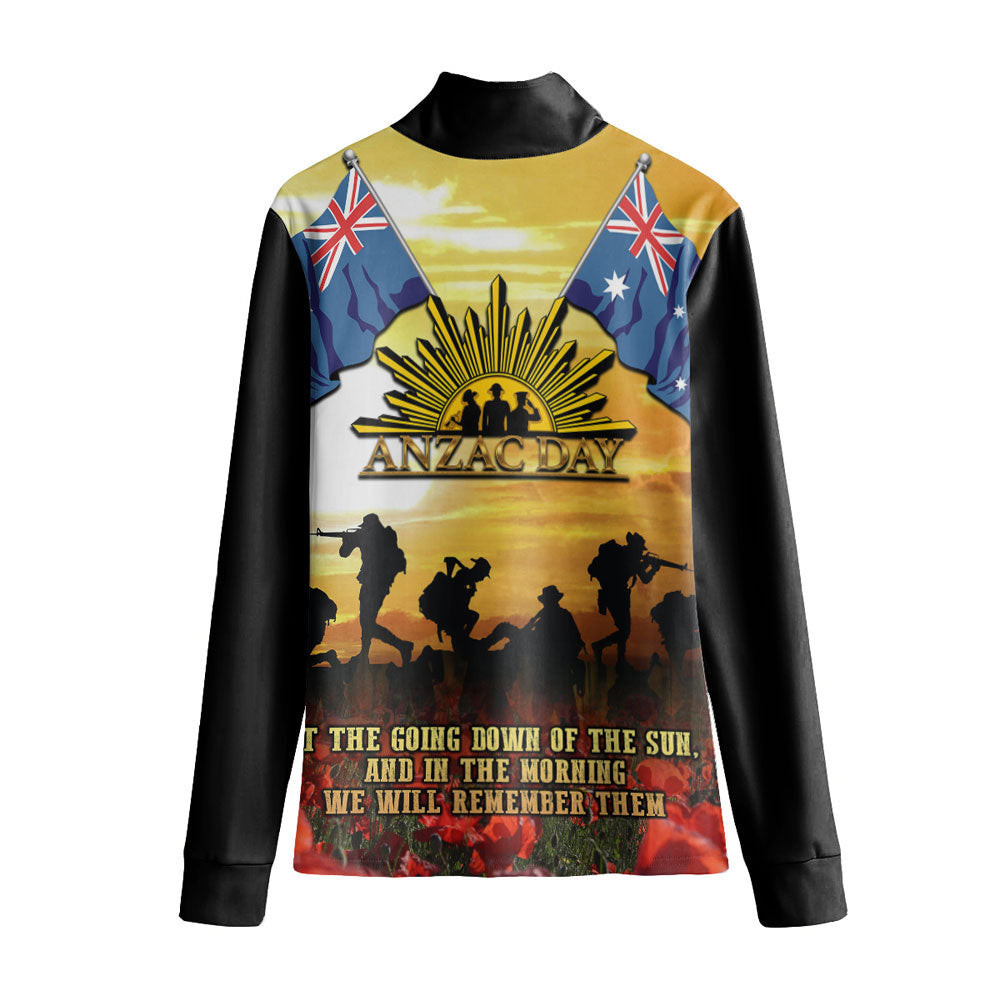 Anzac Day Soldier Going Down of The Sun Women's Stand-up Collar T-shirt A31