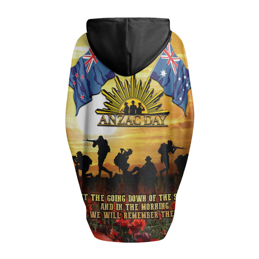 Anzac Day Soldier Going Down of The Sun Women's Knitted Fleece Cloak With Kangaroo Pocket A31