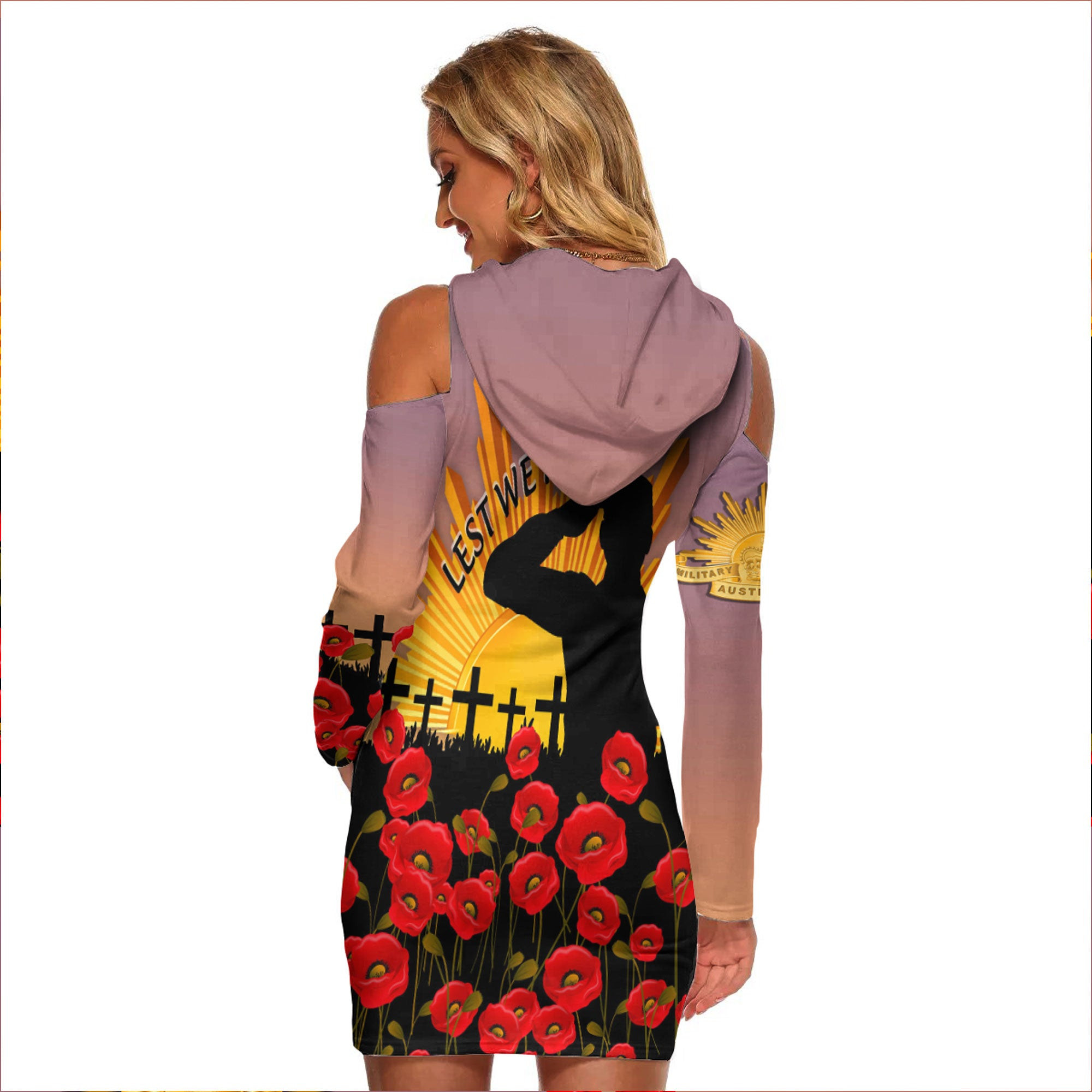 lovenewzealand Clothing - Anzac Day Poppy -  Women's Tight Dress A95 | lovenewzealand