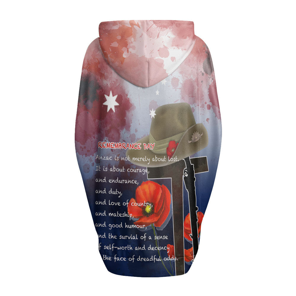 Anzac Day Remembrance Day Qoute Women's Knitted Fleece Cloak With Kangaroo Pocket A31