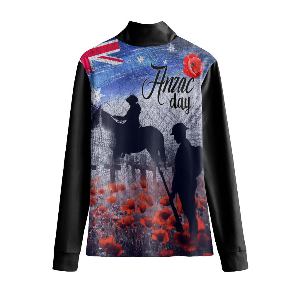 Anzac Day Lest We Forget Vintage Poppies Women's Stand-up Collar T-shirt A31