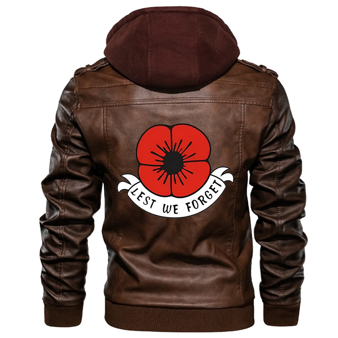 Poppy Flower Lest We Forget Leather Jacket A35