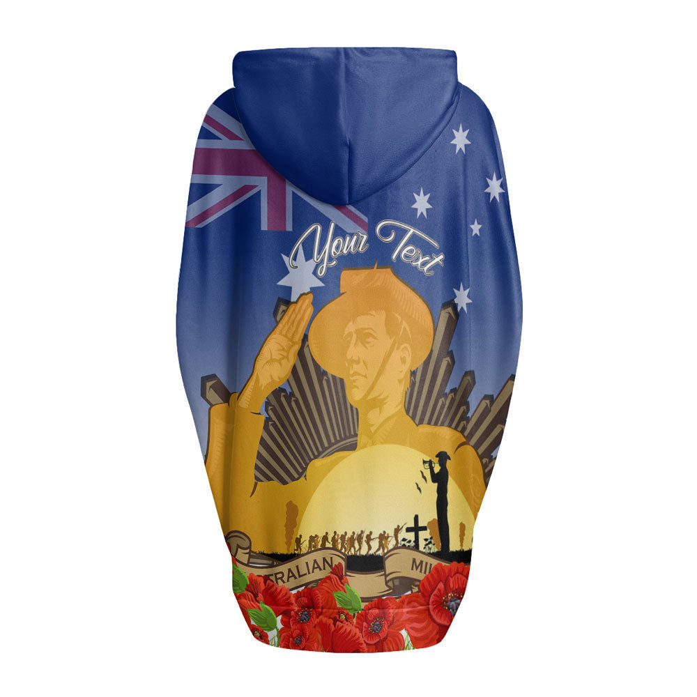 (Custom) Australia Anzac Day Soldier Salute Women's Knitted Fleece Cloak With Kangaroo Pocket A31