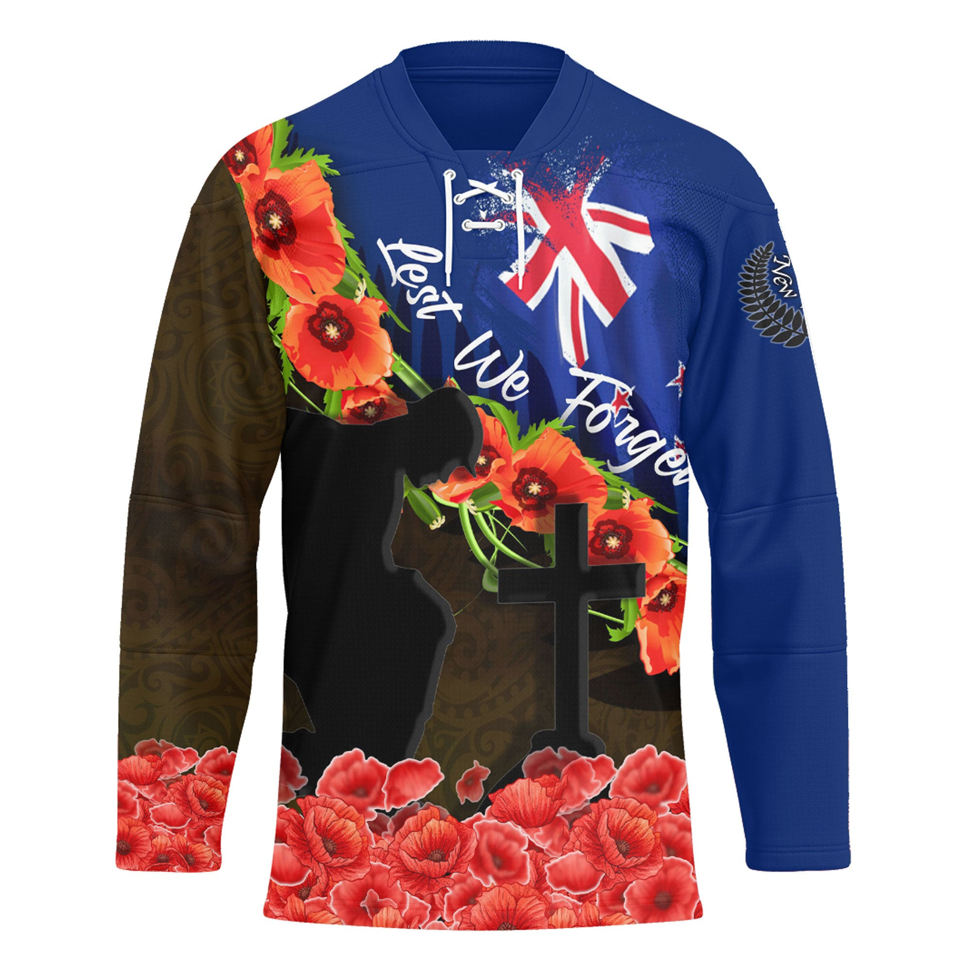 Love New Zealand Clothing - Anzac Day Poppy And Fern - Hockey Jersey A95 | Love New Zealand