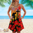 lovenewzealand Clothing - Anzac Day Poppy - Strap Summer Dress A95 | lovenewzealand