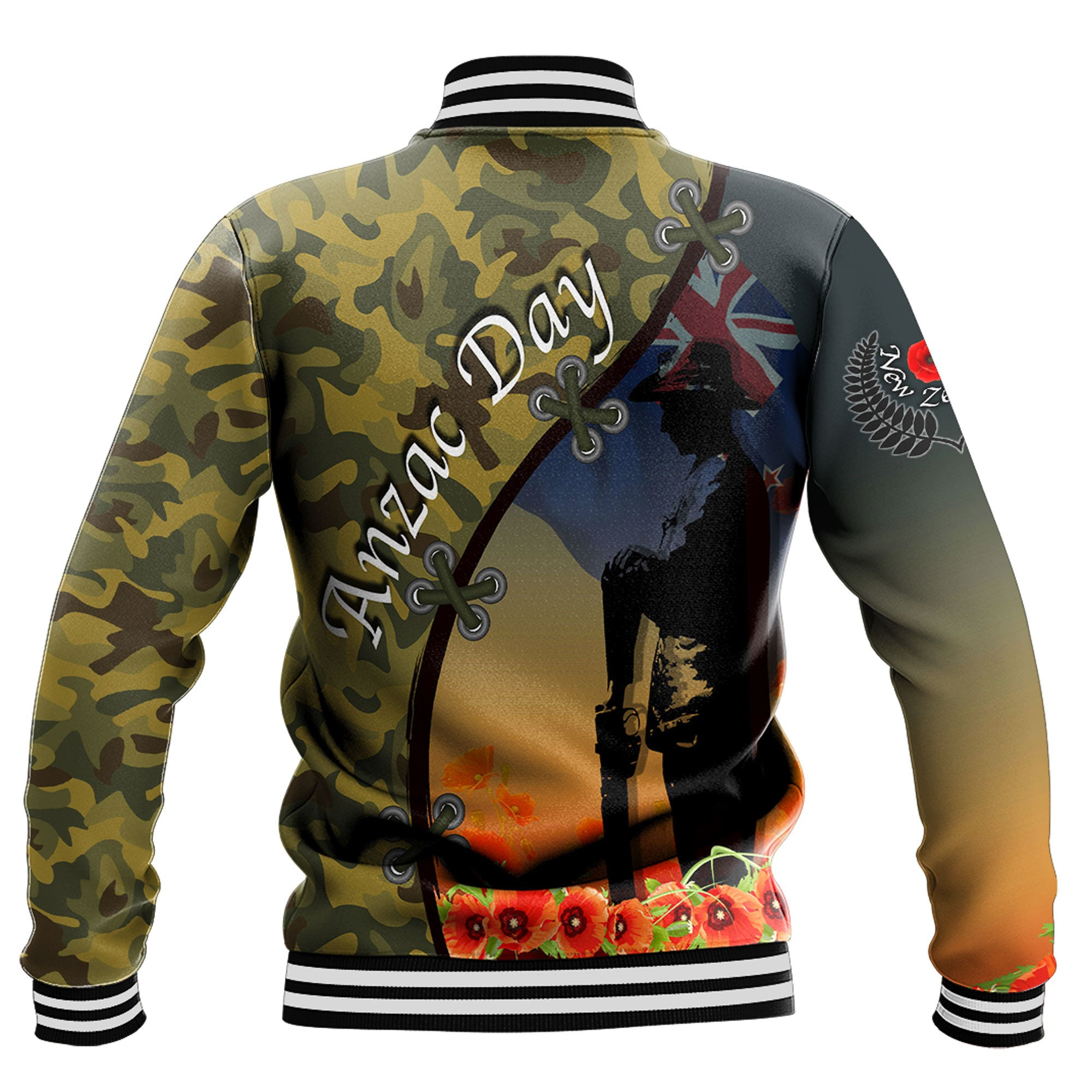 Love New Zealand Clothing - Anzac Day Camouflage Soldier New Zealand - Baseball Jackets A95 | Love New Zealand