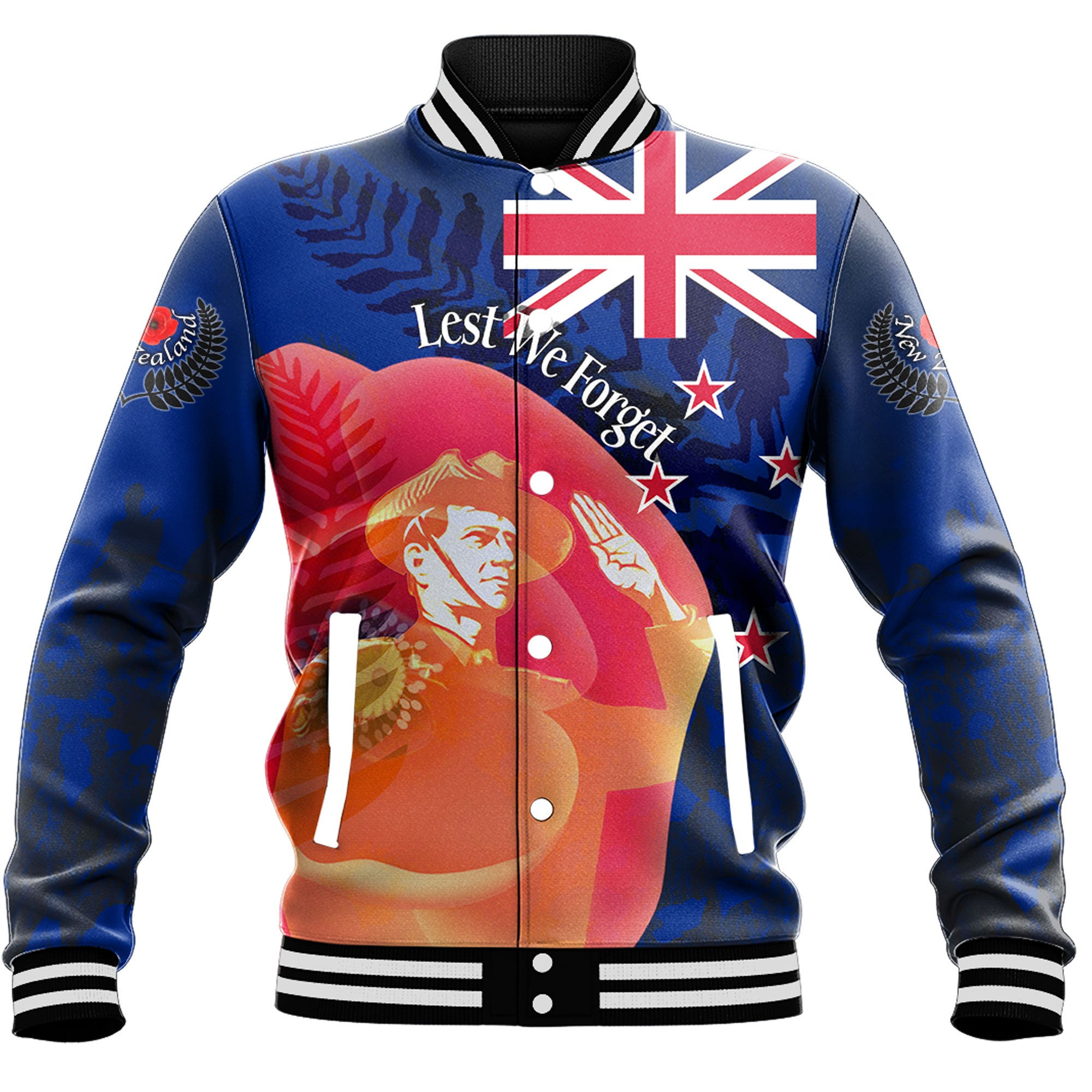 Love New Zealand Clothing - Anzac Day New Zealand Poppy - Baseball Jackets A95 | Love New Zealand
