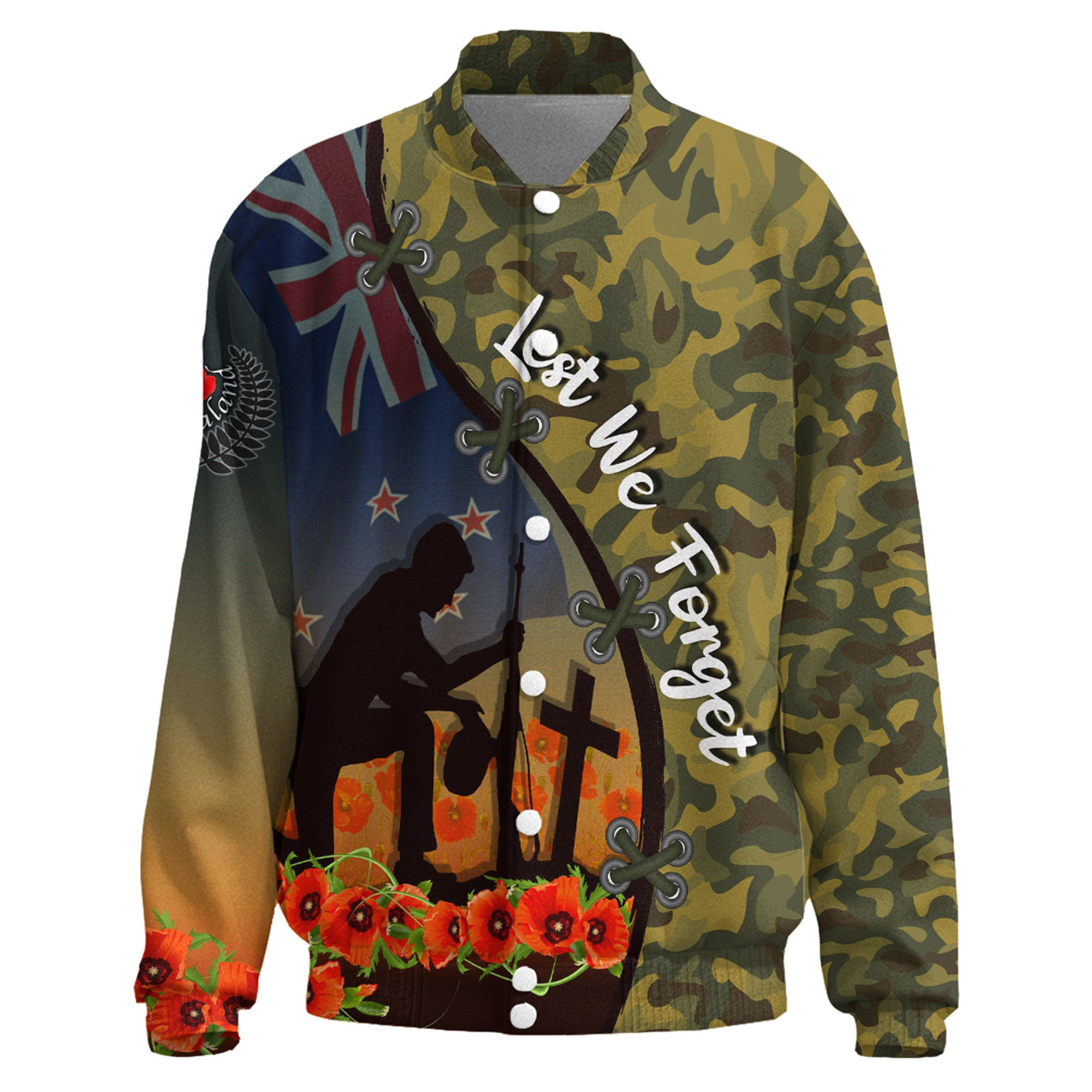 Love New Zealand Clothing - Anzac Day Camouflage Soldier New Zealand - Thicken Stand-Collar Jacket A95 | Love New Zealand