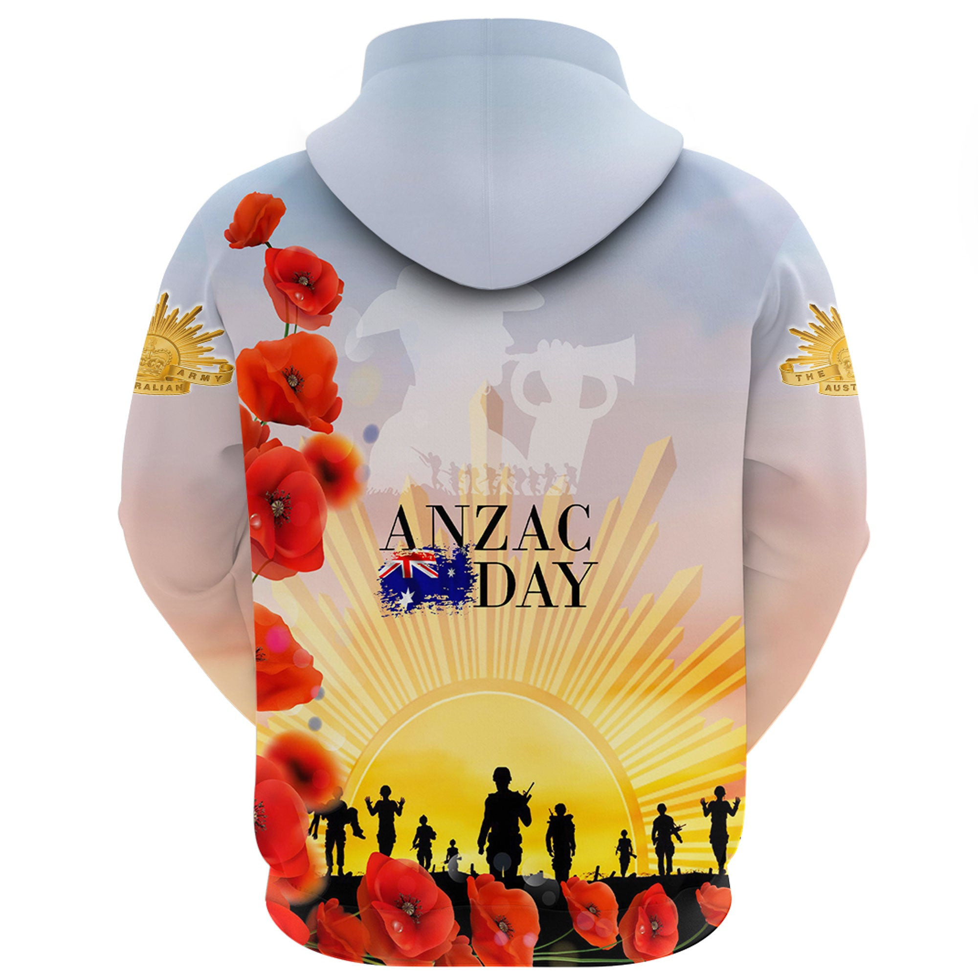 Love New Zealand Clothing - Anzac Day Australia Poppy - Zip Hoodie A95 | Love New Zealand